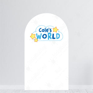 Personalized Name World Birthday Backdrop - Happy Birthday Backdrop - World Theme Birthday Backdrop for Balloon Arch - Sesame Street Arch Backdrop - ABC Birthday Backdrop - Elmo Party Prop - Treatbox Stickers - Sesame Street Theme Birthday