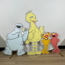 Load image into Gallery viewer, Sesame Street Props - Set of 4 Sesame Street Cutouts - Cookie Monster Prop - Bird Bird Cutout - Elmo Cutout - Lifesize Cutouts - Party Standees - Foamboard Props - Pastel Sesame Street Props