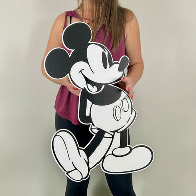 Black and White Mickey Mouse Prop - Character Cutout - Party Standee - Vintage Mickey Cutout - Black and White Cutout