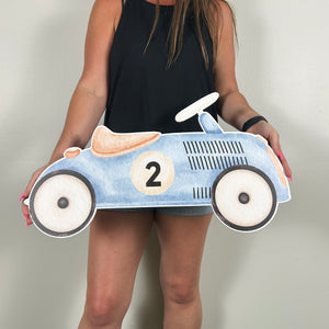 Car Party Prop - Watercolor Car Cutout - Personalized Number Car Cutout - Racer Theme Cutout - TWO Fast Birthday Party - Party Standee