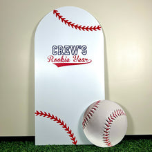 Load image into Gallery viewer, Rookie Year Birthday Party Backdrop - Baseball Theme Birthday Backdrop - First Birthday Party Backdrop - Rookie of the Year Chiara Wall - First Birthday Arch