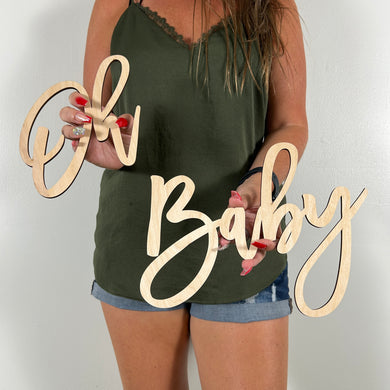 Oh Baby Wood Sign - Baby Shower Sign for Chiara Wall - Wooden Name - Baby Shower Decor