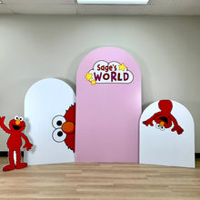 Load image into Gallery viewer, Elmo&#39;s World Party Set - Sesame Street Party Backdrop - First Birthday Backdrop - ABC Birthday Sticker - Elmo Prop - Elmo Cutout - Sesame Street Props - Personalized Elmo&#39;s World Sticker