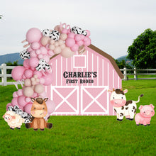 Load image into Gallery viewer, Farm Party Set - Farm Themed Birthday Party - First Rodeo - Barn Backdrop &amp; Farm Animal Party Set - 5 Piece Party Prop Set - Barn Backdrop - First Rodeo Party Backdrop - Farm Animal Cutouts - Barn Animal Props - Rodeo Themed Birthday