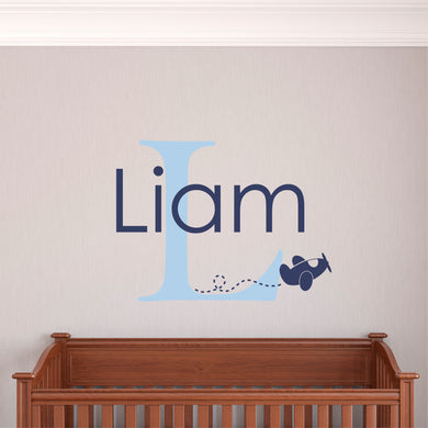 Personalized Name Airplane Wall Decal