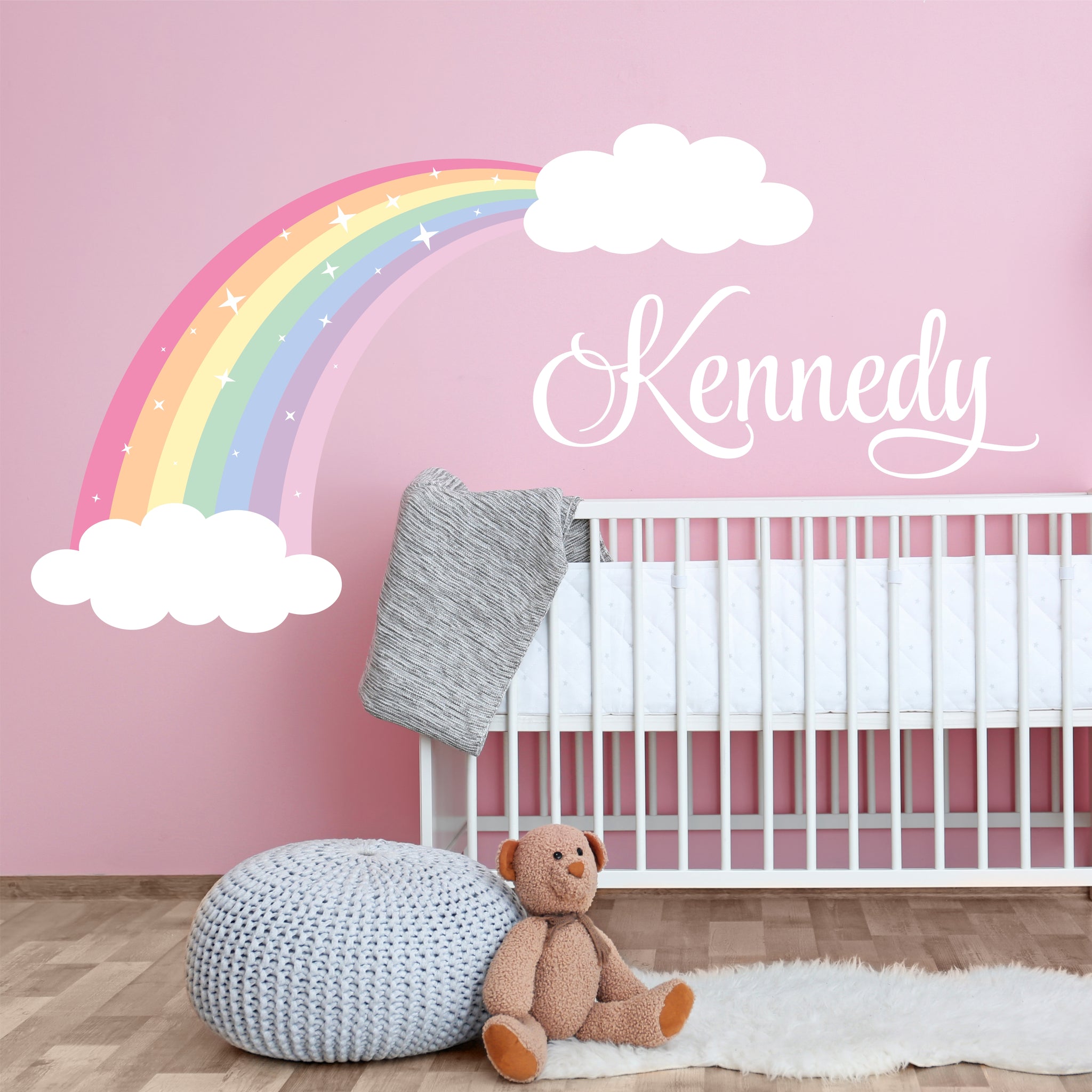 Pastel Rainbow Decal With Personalized Name Rainbow Wall 